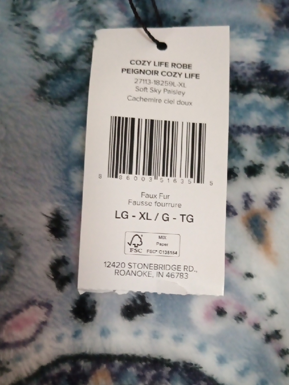 Vera Bradley Blue Paisley Sherpa-Lined Robe Jacket - Picture 5 of 5